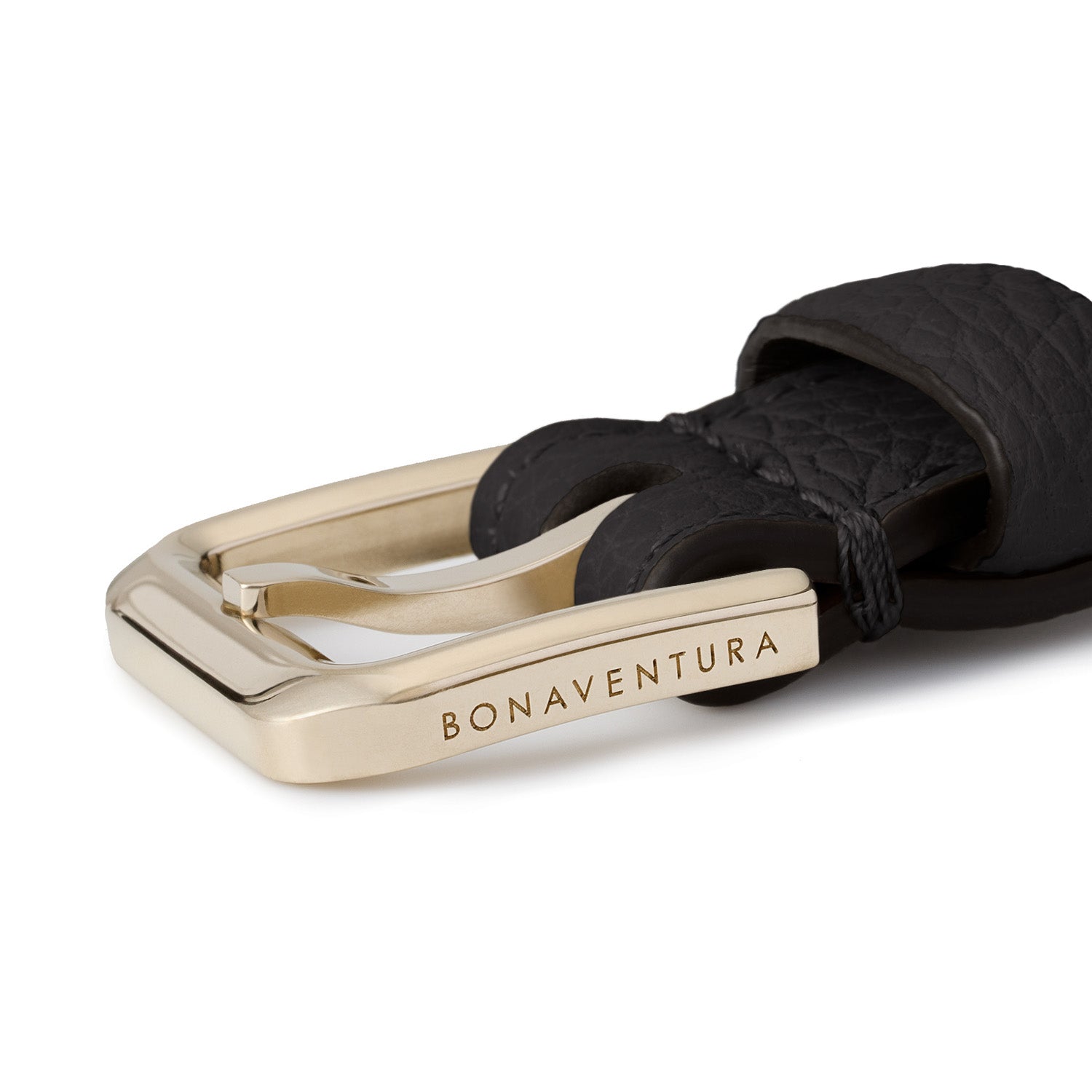 Belt with Gold Faceted Buckle 20mm | BONAVENTURA